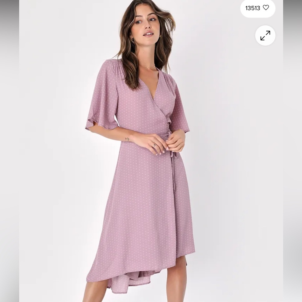 NWT Lulu's Farah Mauve Print Midi Wrap Dress